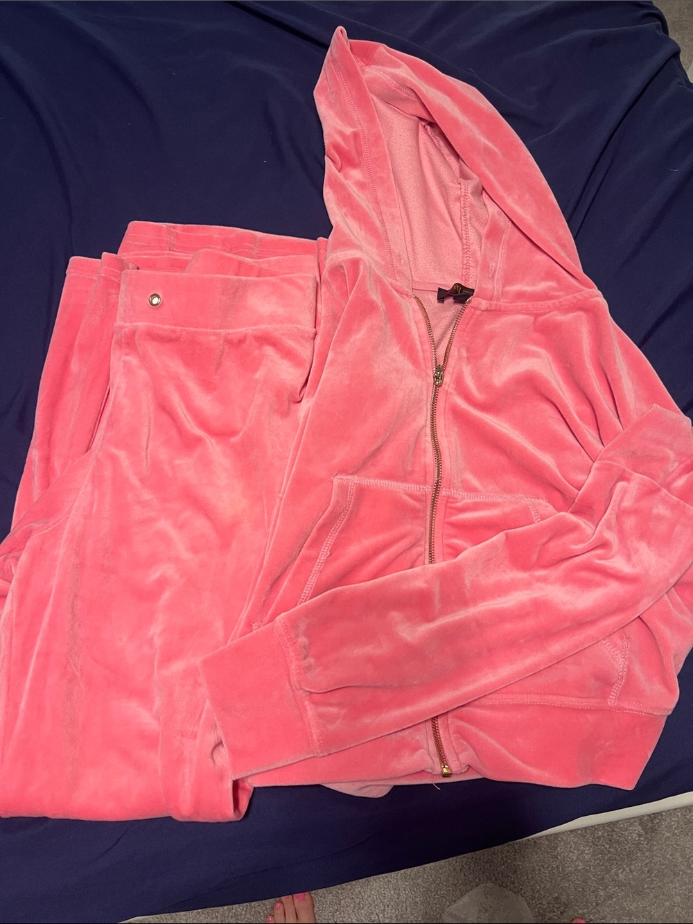 Velour velvet Hoodie & Sweatpants Set - pink